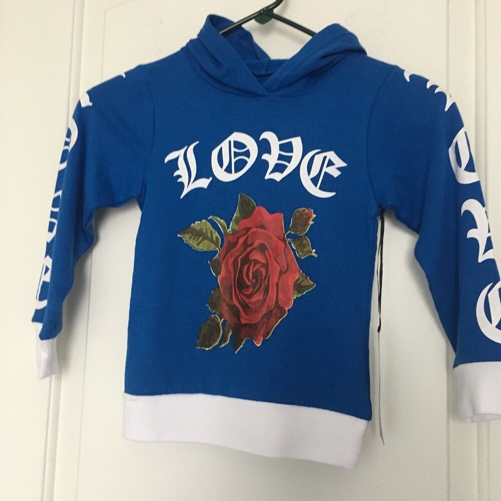 On Fire LOVE Girls Rose Theme Hoodie Sweatshirt Size Small 4